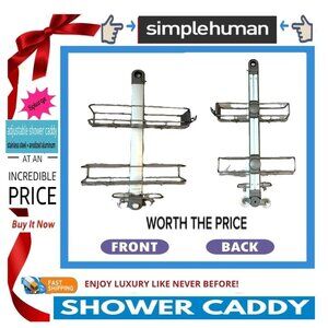 🛑 SIMPLEHUMAN ➕🆒 SHOWER CADDY Adjustable Stainless Steel Aluminum💸BUY NOW❗